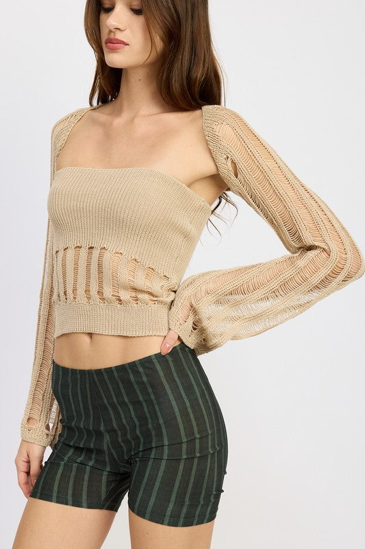 OPEN KNIT SHRUG