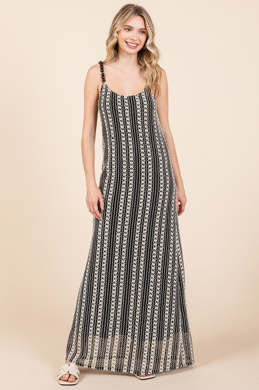 Stripe See-Through Maxi Dress