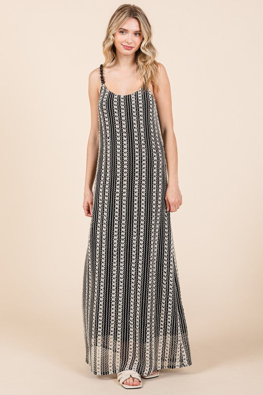 Stripe See-Through Maxi Dress