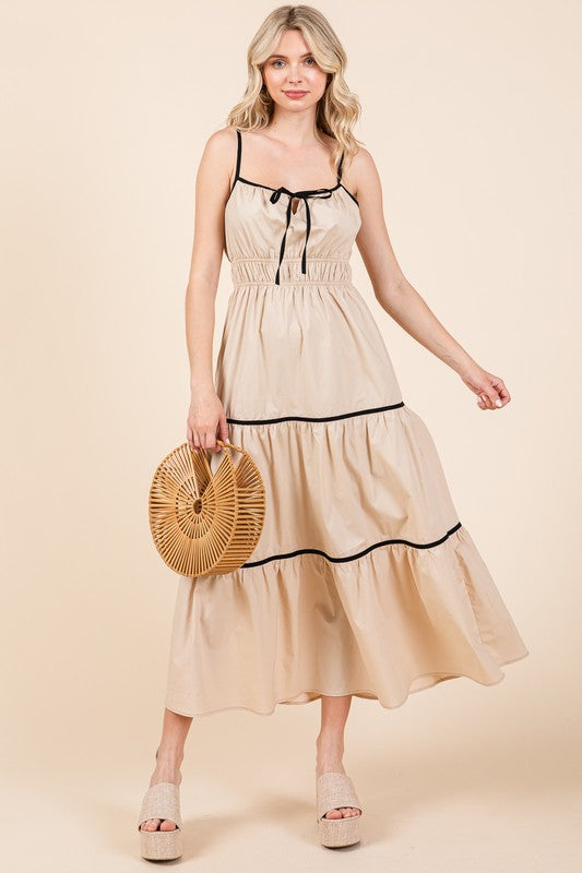 Piping Detailed Midi Sundress