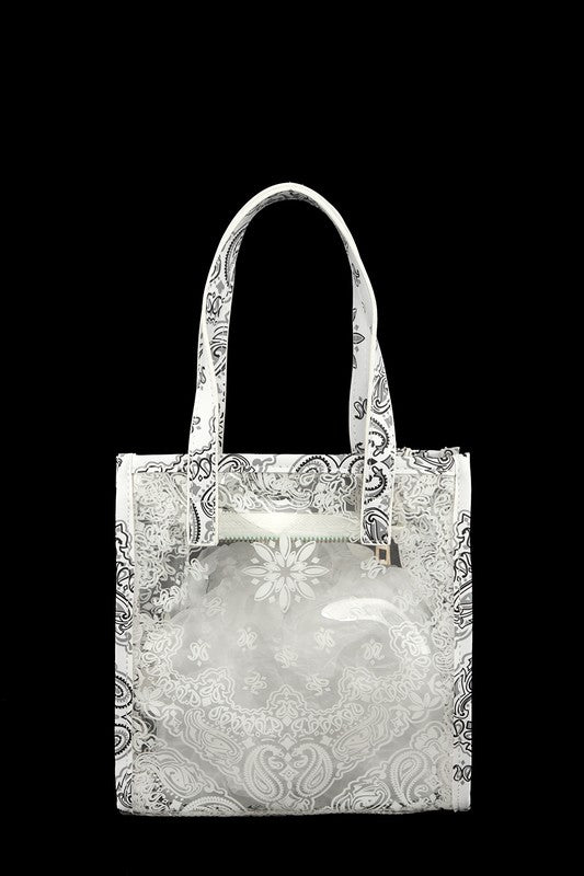 Amoeba Print Transparent Small Tote Bag