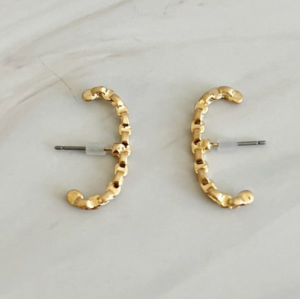 Chain C Shape Post Earrings