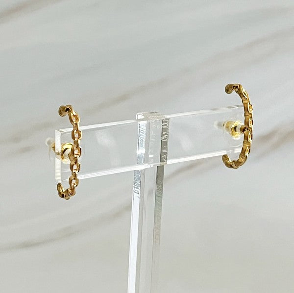 Chain C Shape Post Earrings