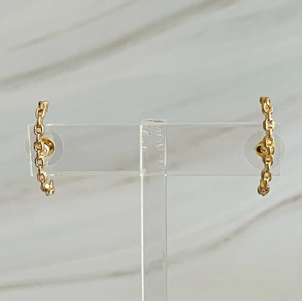 Chain C Shape Post Earrings