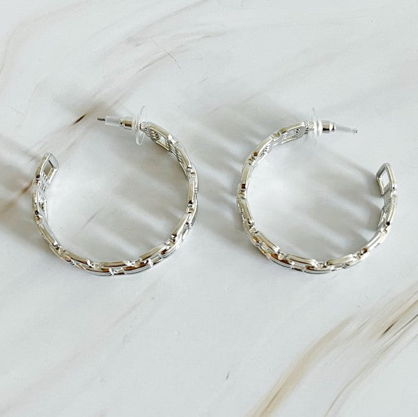 Linked Golden Hoop Earrings