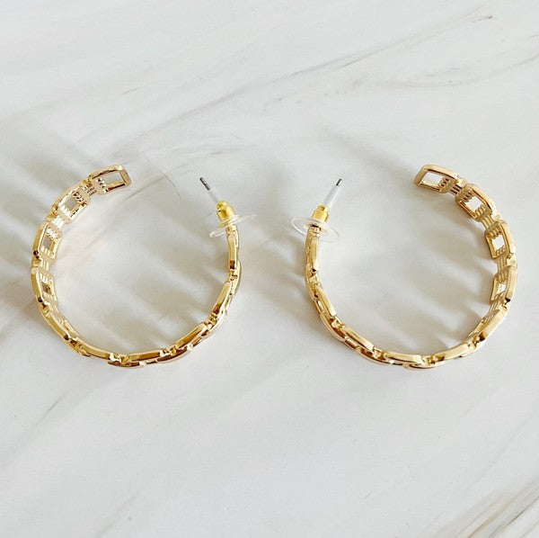 Linked Golden Hoop Earrings