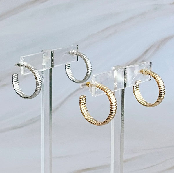 Small Lux Cabled Golden Hoop Earrings