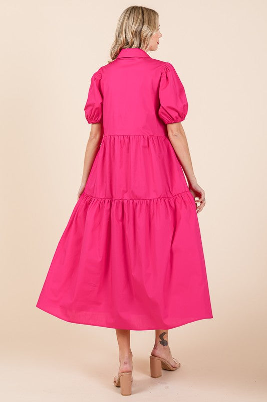 Loose Fit Tiered Midi Dress