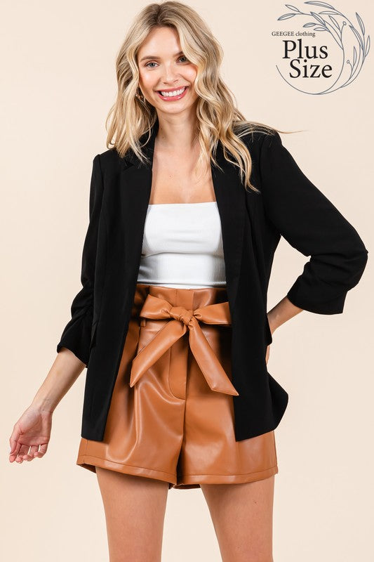 Plus Classy Open-Front Casual Blazer