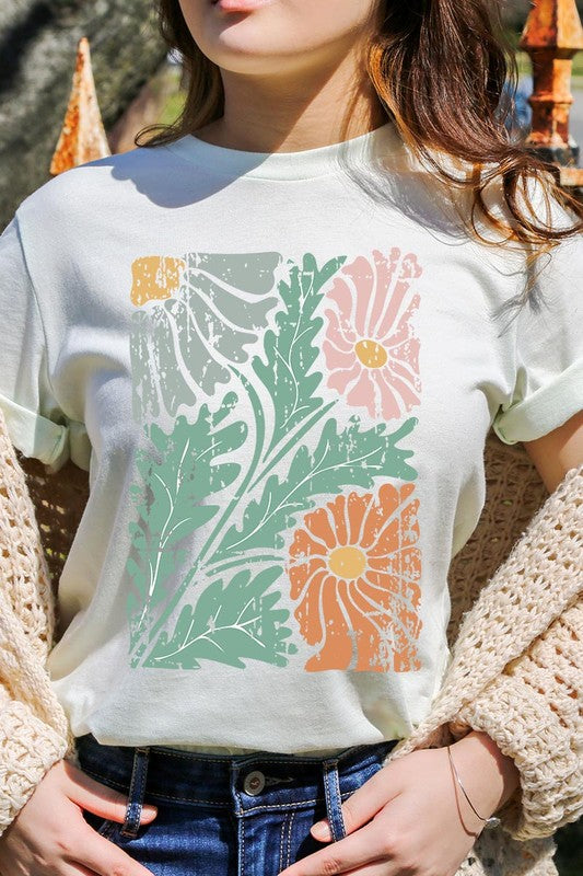 Distressed Boho flower Graphic T Shirts