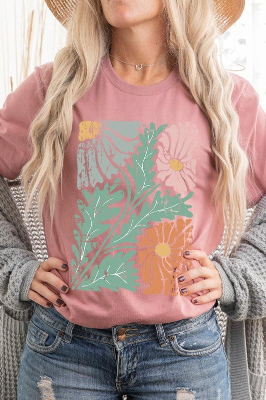 Distressed Boho flower Graphic T Shirts