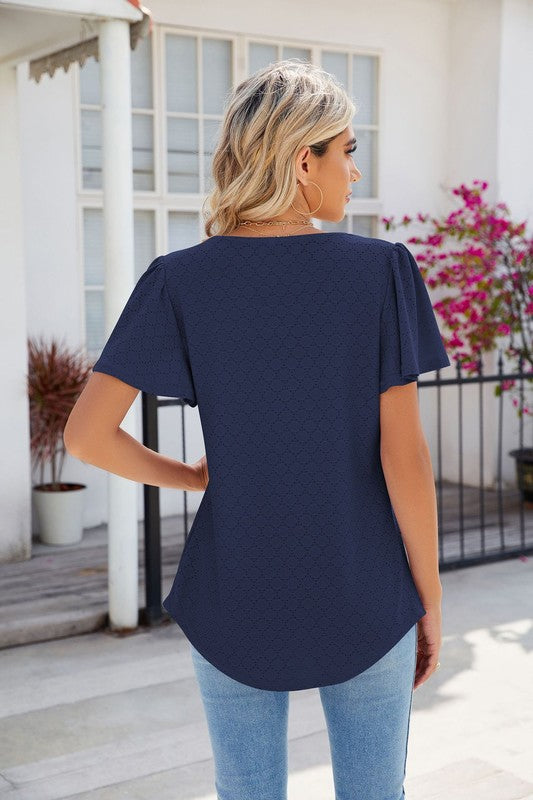 Women Casual Square Neck  Short Sleeve Tops