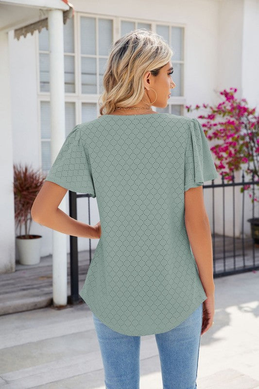 Women Casual Square Neck  Short Sleeve Tops