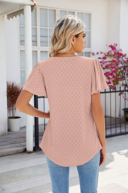 Women Casual Square Neck  Short Sleeve Tops