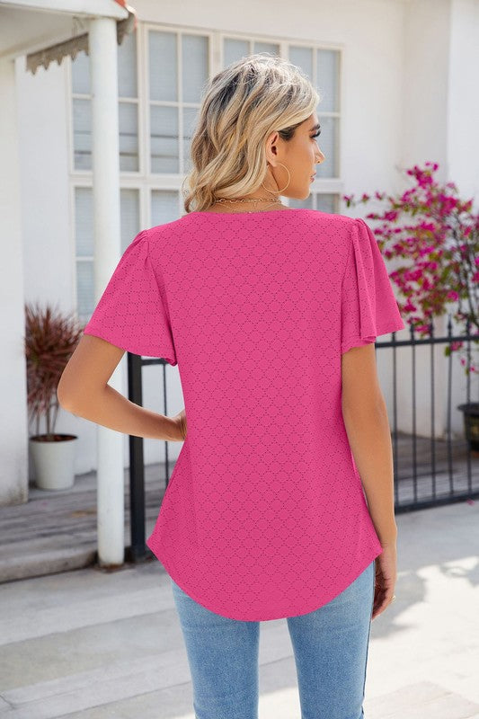 Women Casual Square Neck  Short Sleeve Tops