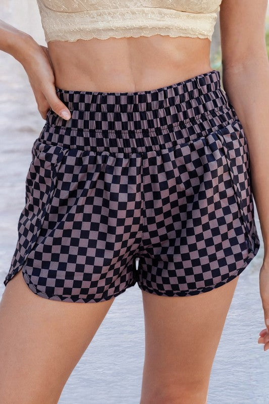 Plaid High Waisted Athletic Shorts