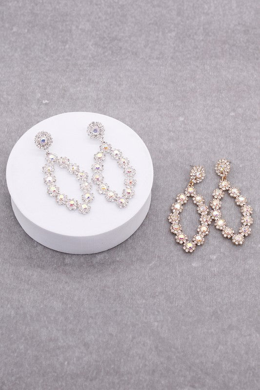 Large Rhinestone Drop Stud Earrings