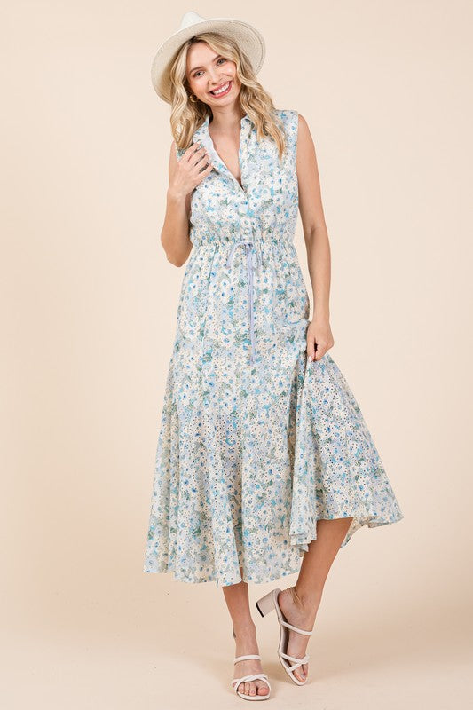 Floral Eyelet Midi Sundress