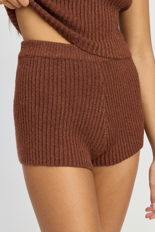 RIBBED MINI SHORTS