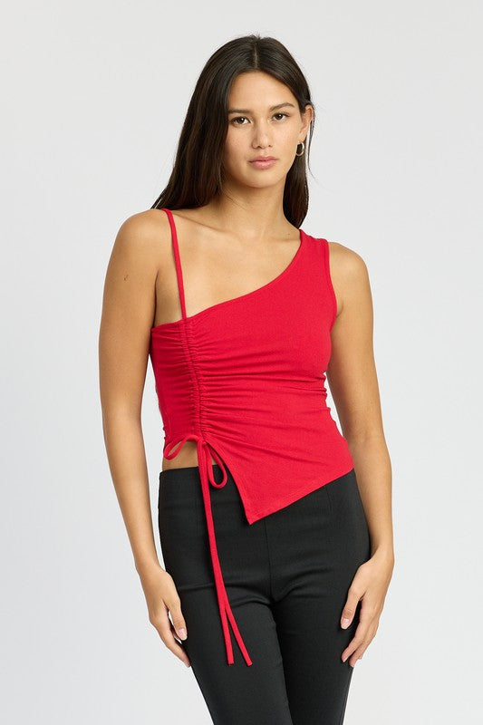 ONE SHOULDER RUCHED TOP