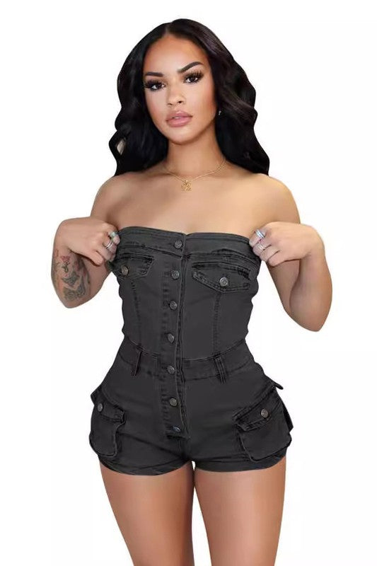 WOMEN FASHION DENIM ROMPERS