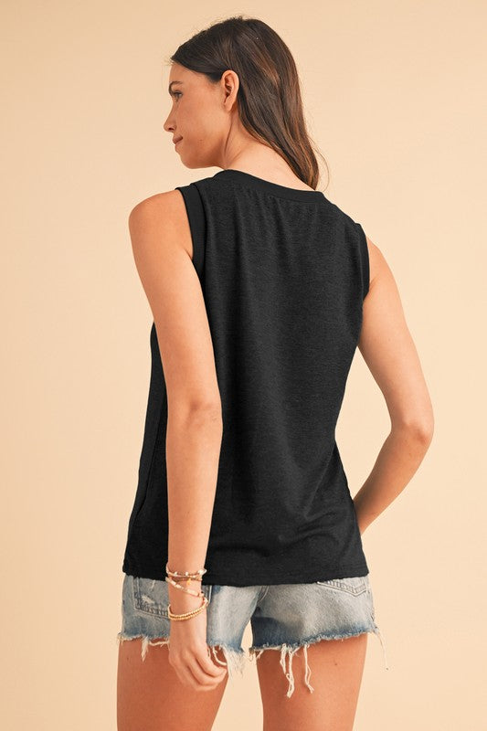 Ribbed V Neck Tank