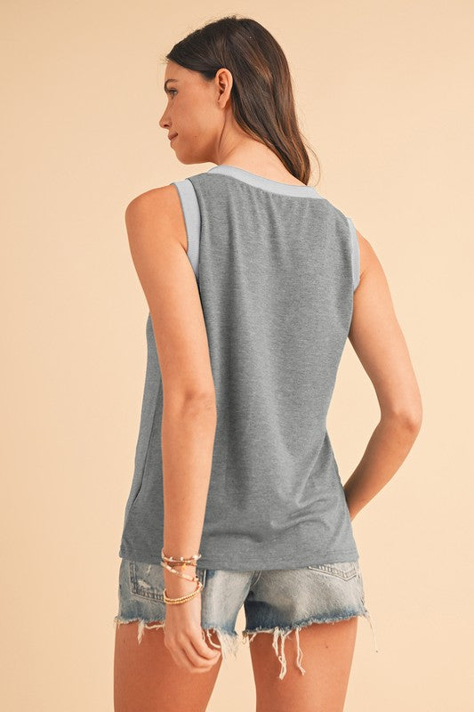 Ribbed V Neck Tank