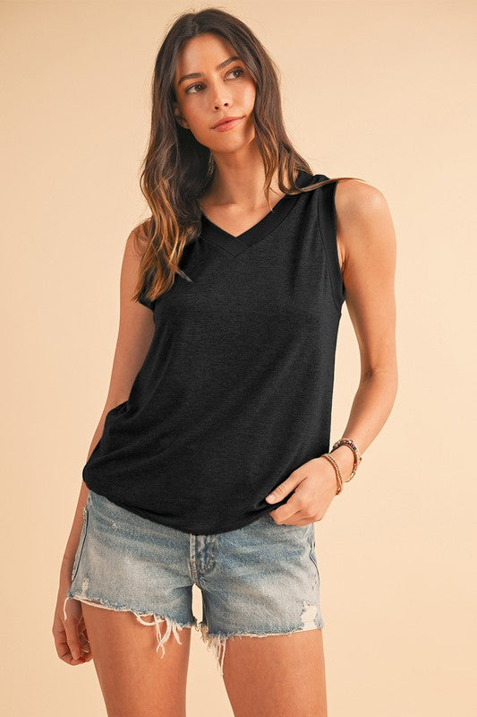 Ribbed V Neck Tank