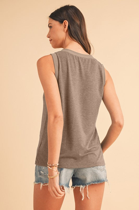 Ribbed V Neck Tank