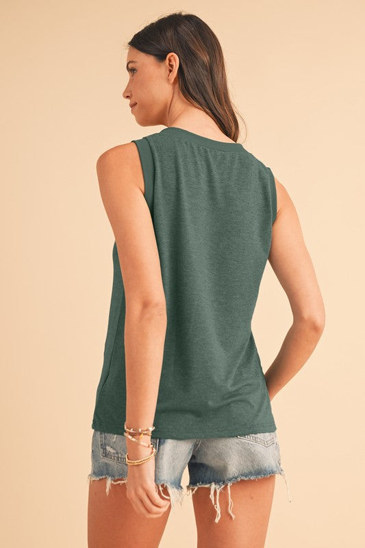 Ribbed V Neck Tank