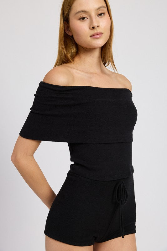 FOLD OVER STRAPLESS TOP