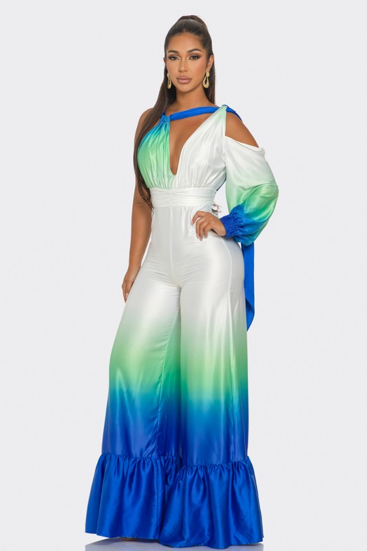 Ocean Satin Ombre Jumpsuit