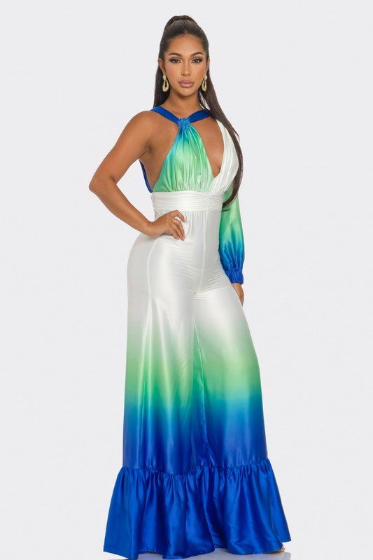 Ocean Satin Ombre Jumpsuit