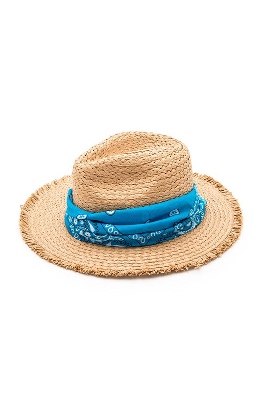 Bandana Convertible Fringe Straw Hat