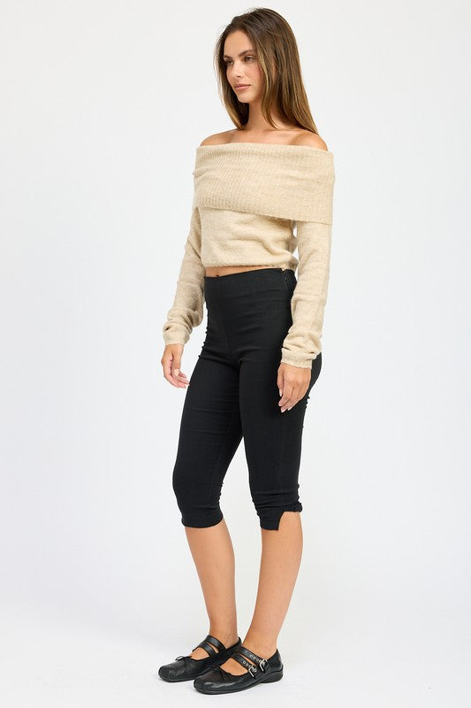 OFF SHOULDER FOLD OVER TOP