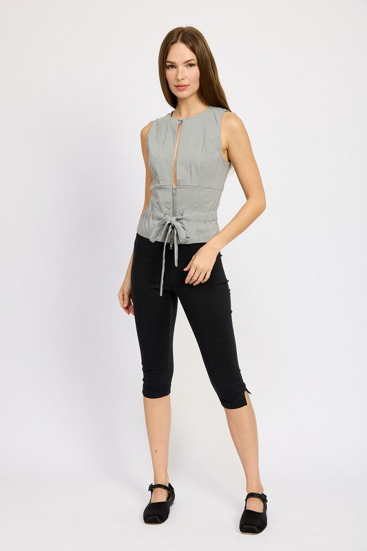 SLEEVELESS TOP WITH FRONT CUTOUT