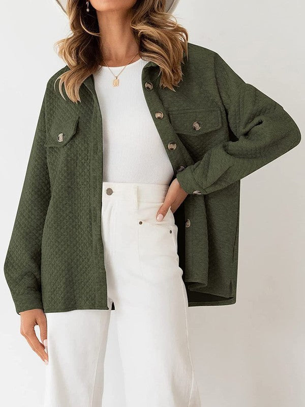 Textured button front jacket