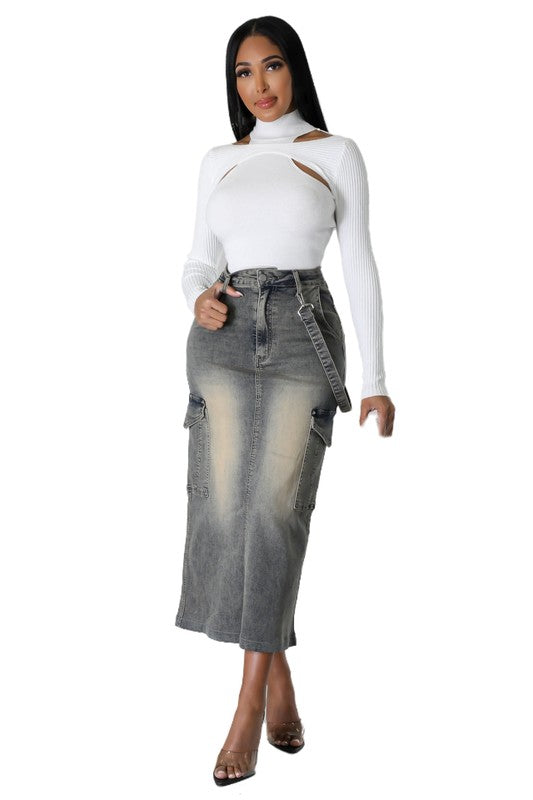 FASHION DENIM LONG SKIRTS