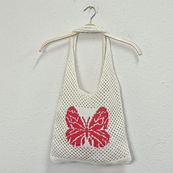 Butterfly Crochet Tote Bag