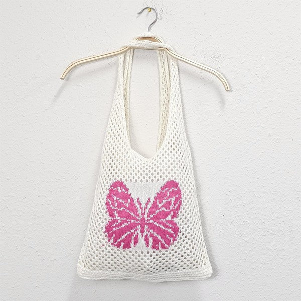 Butterfly Crochet Tote Bag