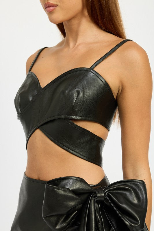 WRAPPED LEATHER CROP TOP