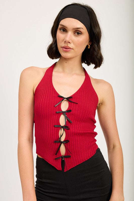 HALTER NECK TO WITH BOW DETAILS