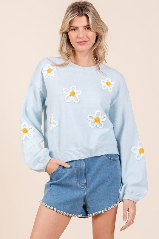 Floral Embroidered Knit Sweater