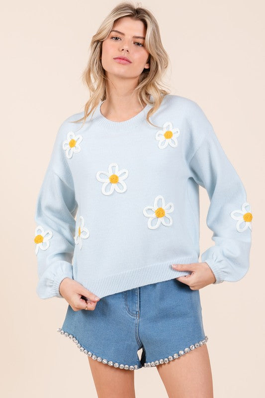 Plus Floral Embroidered Knit Sweater