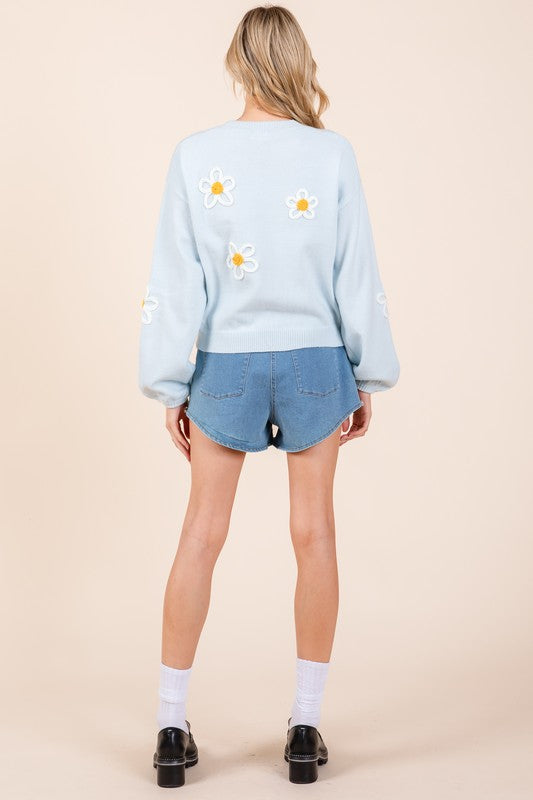 Plus Floral Embroidered Knit Sweater