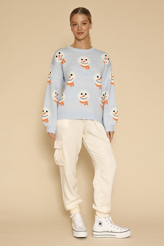 All over snowman holiday knit sweater