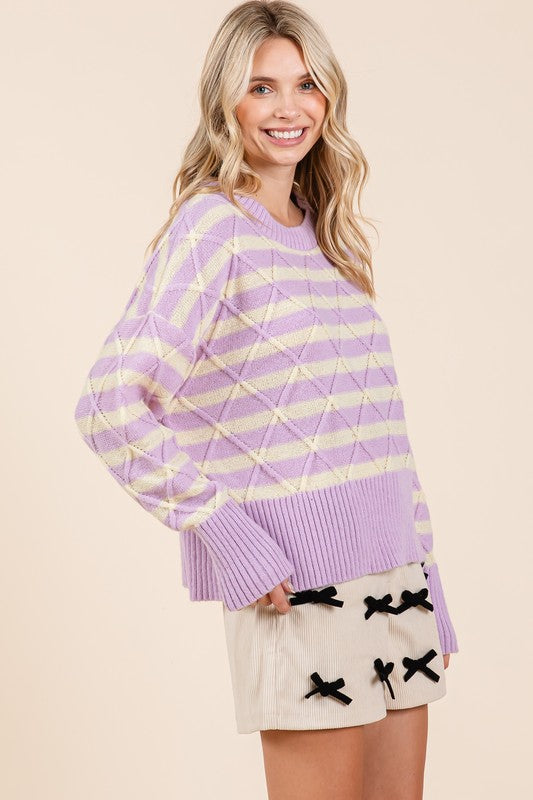 Stripe Argyle Knit Sweater