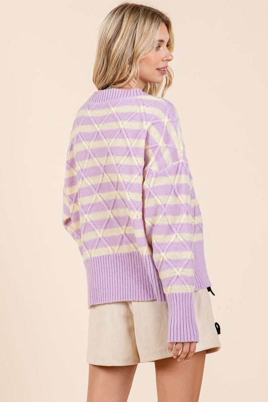 Stripe Argyle Knit Sweater