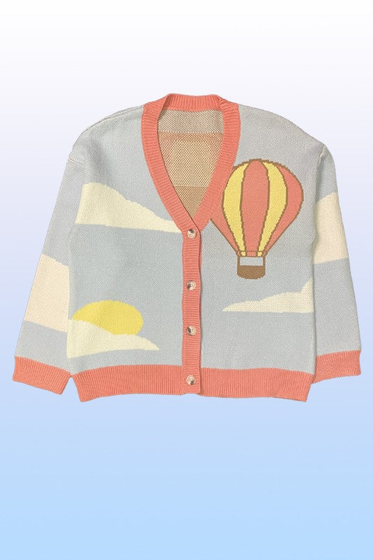 Hot air balloon knit cardigan