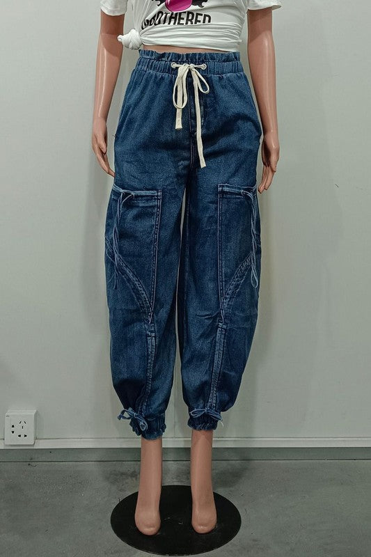 WOMEN FAHION HAREM STYLE DENIM PANTS